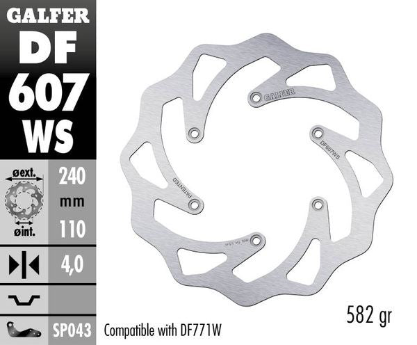 GALFER Brake Rotor Solid-Mount Wave® One Piece (Fixed) DF607WS