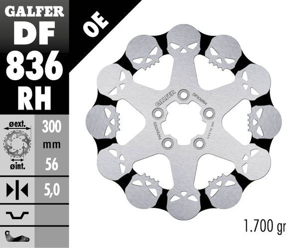 GALFER Brake Rotor Solid-Mount One Piece (Fixed) DF836RH