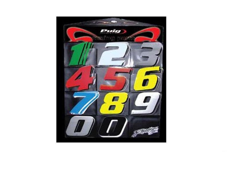 PUIG 0-9 Numbered Stickers Silver Universal 4040P