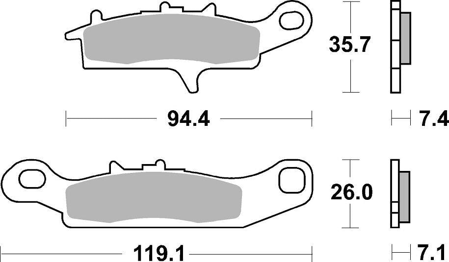 Sbs SI Offroad Sintered Brake Pads For Kawasaki KFX 450 R 2x4 2002-2014 801SI