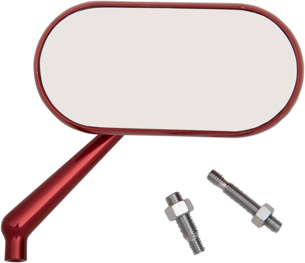 Arlen Ness Forged Oval Mirror Red Anodized Aluminum Screw-In Side View 13-179