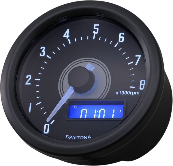 Daytona 8000RPM Black with Adapter Speed & Odometer E-marked Tachometer 86864