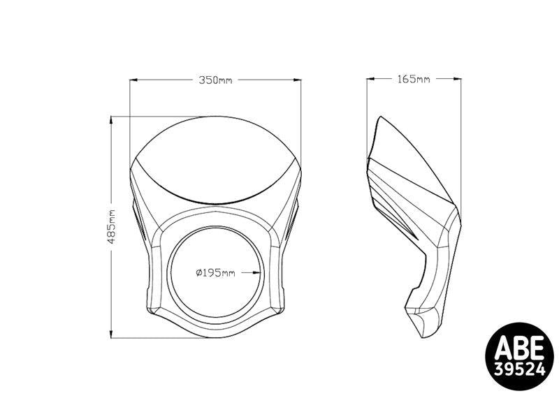 PUIG Semi Fairing 195mmm Matt Black Universal 9230J