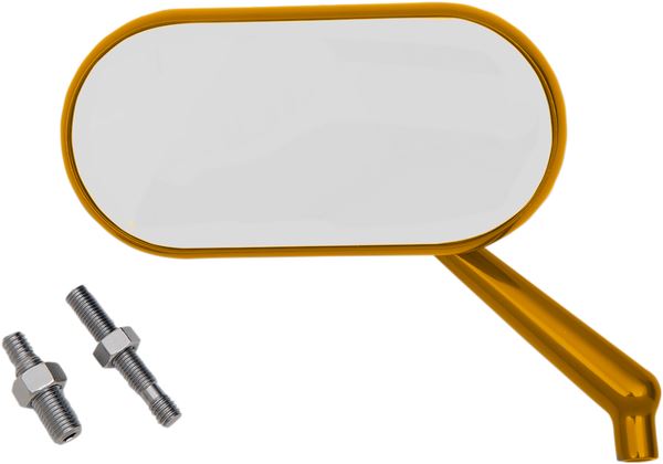 Arlen Ness Forged Oval Mirror Gold Anodized Aluminum Screw-In Side View 13-178