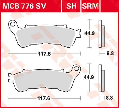 Trw SH Series Sindered Rear Brake Pads For Honda CBF 1000 F 2006-2016 MCB776SH