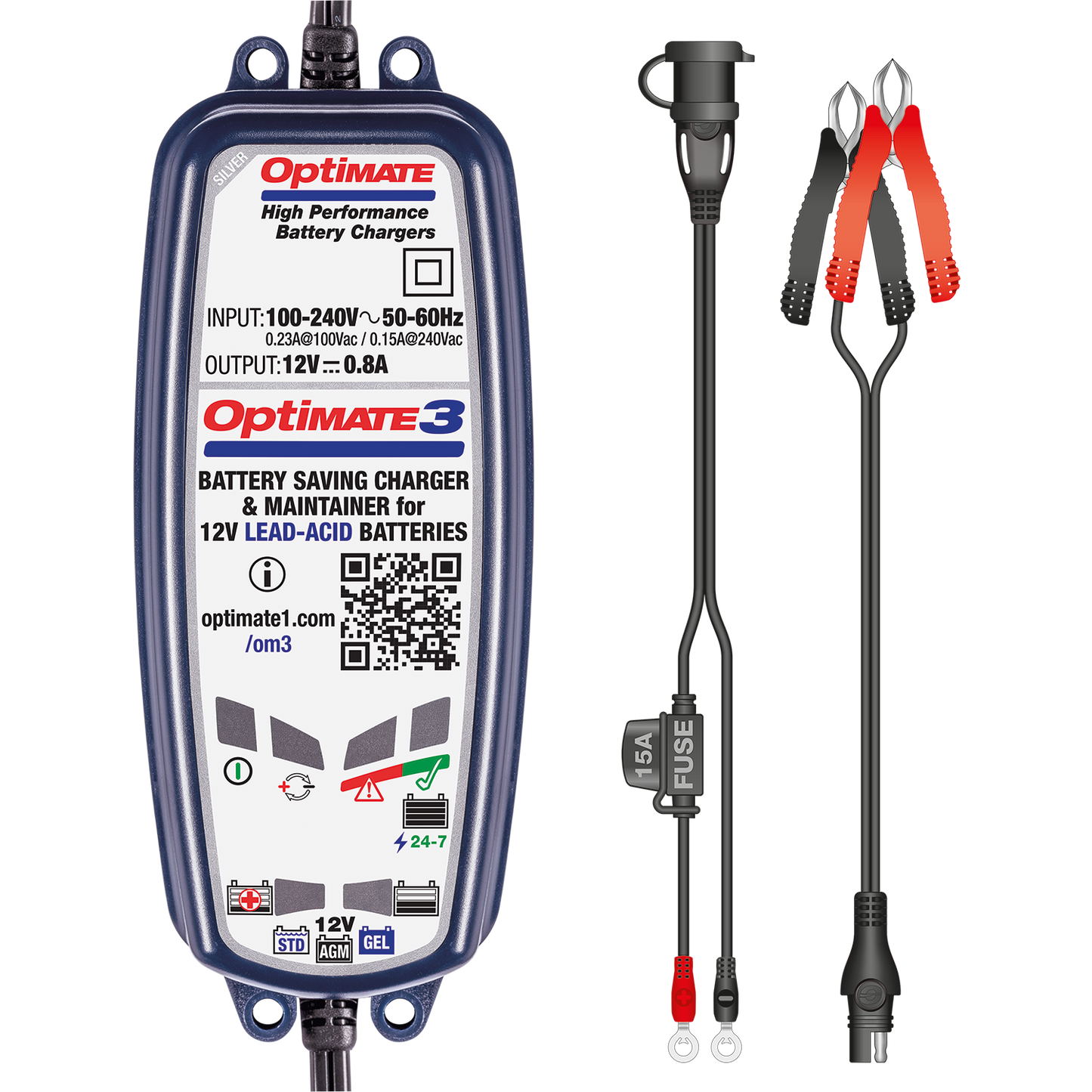 Optimate 3 Battery Charger 12V Quad Motorcycle