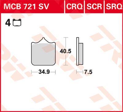Trw CRQ Series Carbon Race Brake Pads For Benelli TRK 702 2000-2026 MCB721CRQ