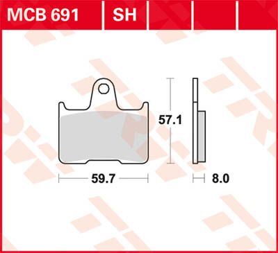 Trw SH Series Sindered Rear Brake Pads For Harley XL 1200 X 1996-2025 MCB691SH