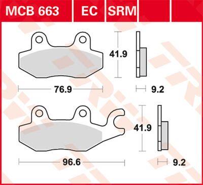 Trw Sindered Scooter Brake Pads For Kymco LIKE 125 I 1997-2021 MCB663SRM