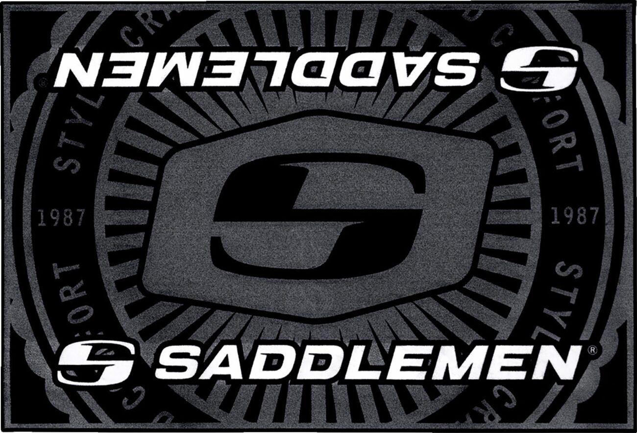 Saddlemen Branded Floor Mat Black Gray Logo L36" W24" FM-001