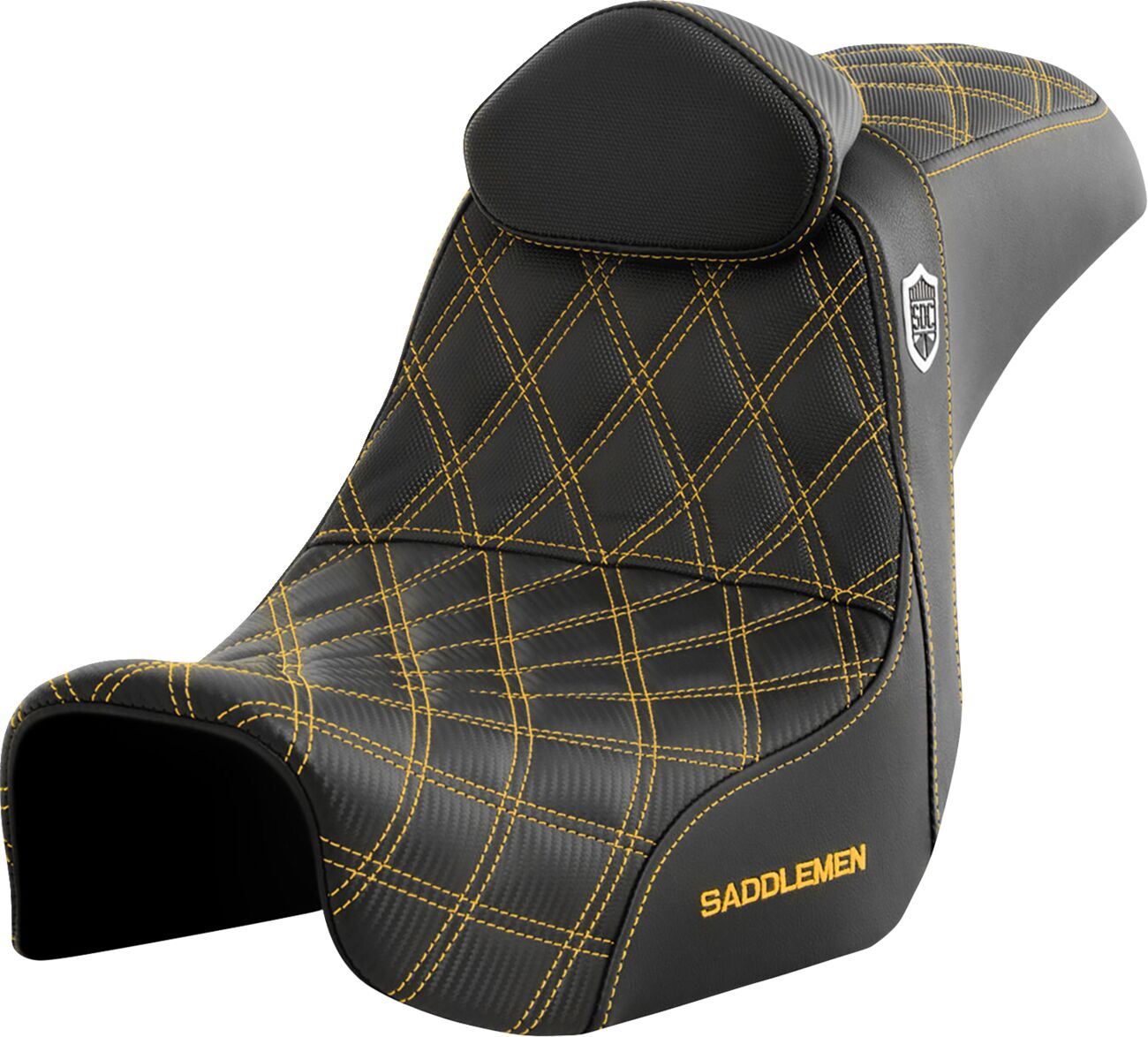 Saddlemen Pro Series SDC Performance Grip Saddlehyde Seat With Headrest For Harley Davidson FXDF 1690 06-17 SC80604GOLRT