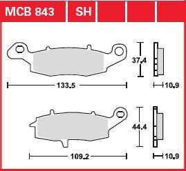 Trw SH Series Sindered Rear Brake Pads For Kawasaki VN 900 1999-2017 MCB843SH