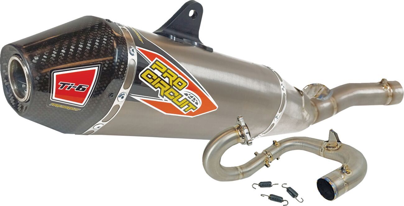 PRO CIRCUIT Ti-6 Titanium Exhaust System With Carbon End Caps To Fit Yamaha YFZ450