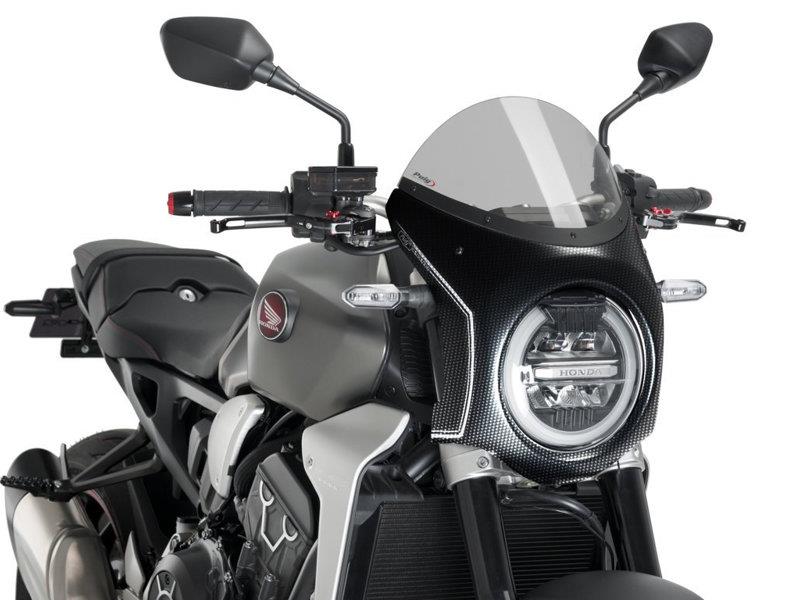 Puig Retro Carbon Look Semi Fairing And Screen 195mm Light Smoke 4117W