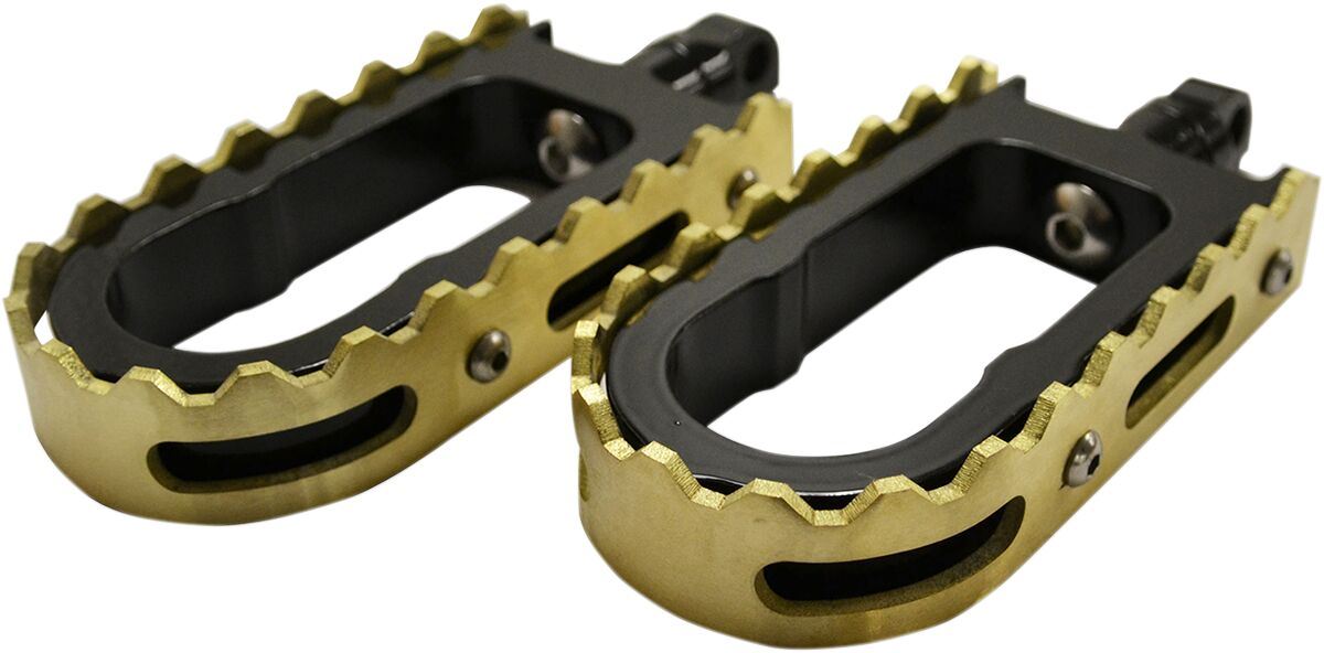 LA Choppers BMX Footpegs Black/Brass Adjustable Male Mount Pair LA-7205-02B