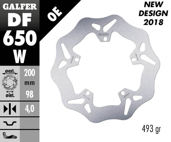 GALFER Brake Rotor Solid-Mount Wave® One Piece (Fixed) DF650W