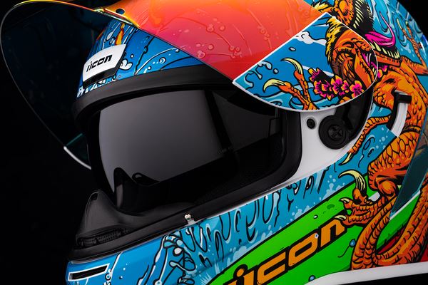 ICON Airform™ Dino Fury Motorcycle Helmet Blue - 2023 Model