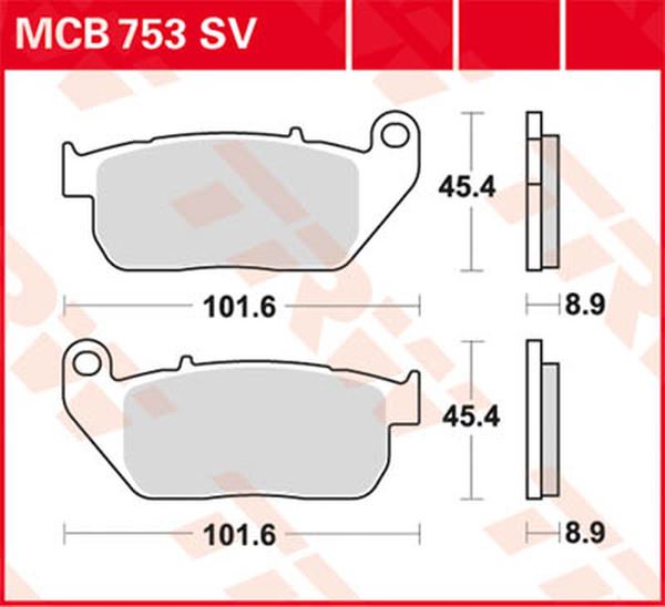 Trw SV Series Sindered Brake Pads For Harley XL 883 N 2004-2017 MCB753SV