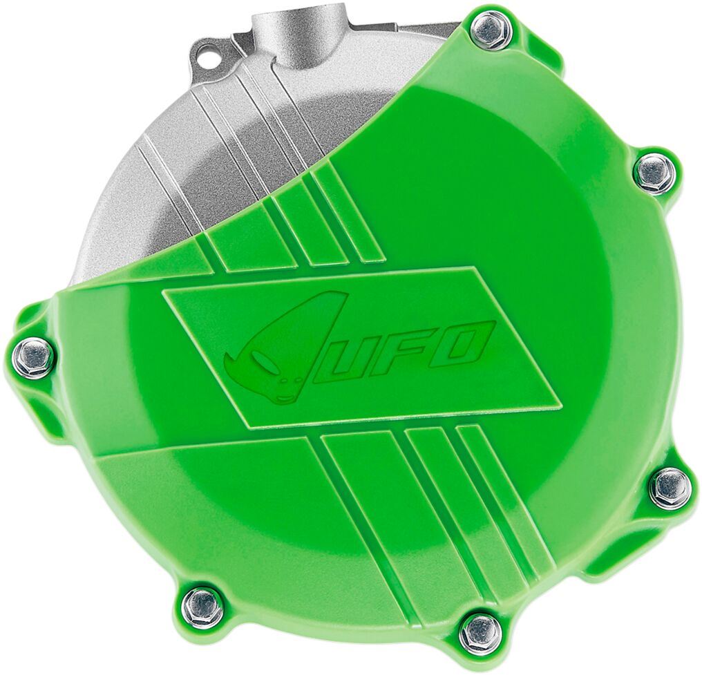 UFO CLUTCH COVER W/MOUNTING KIT KAWASAKI KXF450 GREEN AC02406