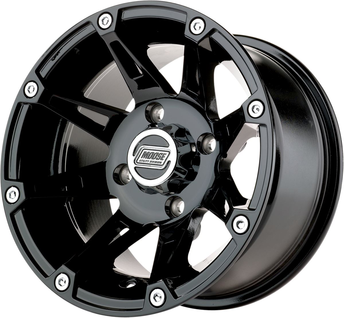 Moose Utility 387 Gloss Black 12X7 4/136 4+3 Alloy Quad UTV Wheel