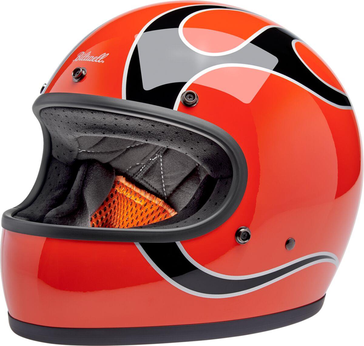 BILTWELL Gringo Flames Helmet ORG FLM 2025 Model