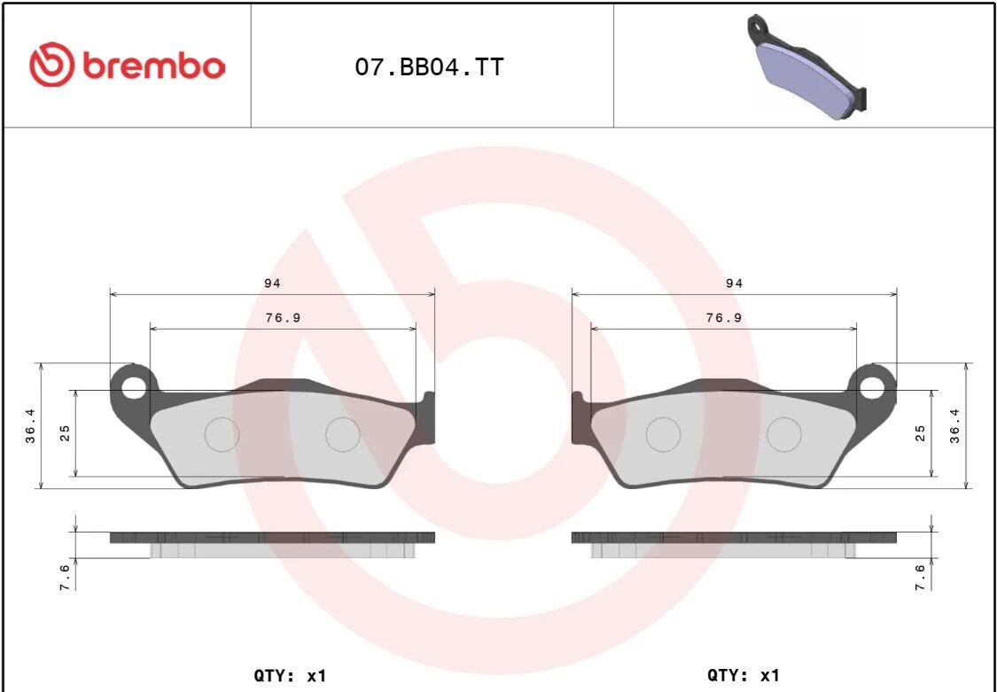BREMBO BRAKE PAD CARBON CERAMIC TT PRIME LINE RR 07BB04TT