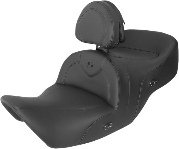 SADDLEMEN Roadsofa™ One-Piece Seat Black Heated Includes Backrest H01-07-187BRHCT