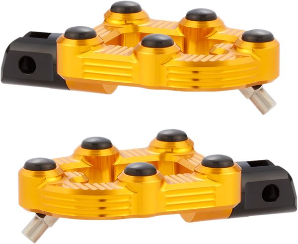Arlen Ness MX Footpegs Driver Gold Billet Aluminum Rubber Pair 07-935