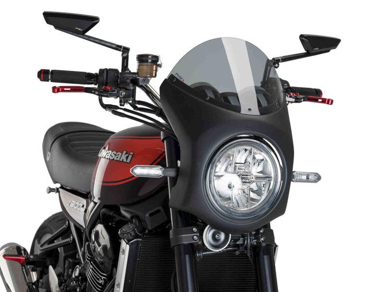 Puig Retro Black Semi Fairing And Screen 195mm Light Smoke 9376W