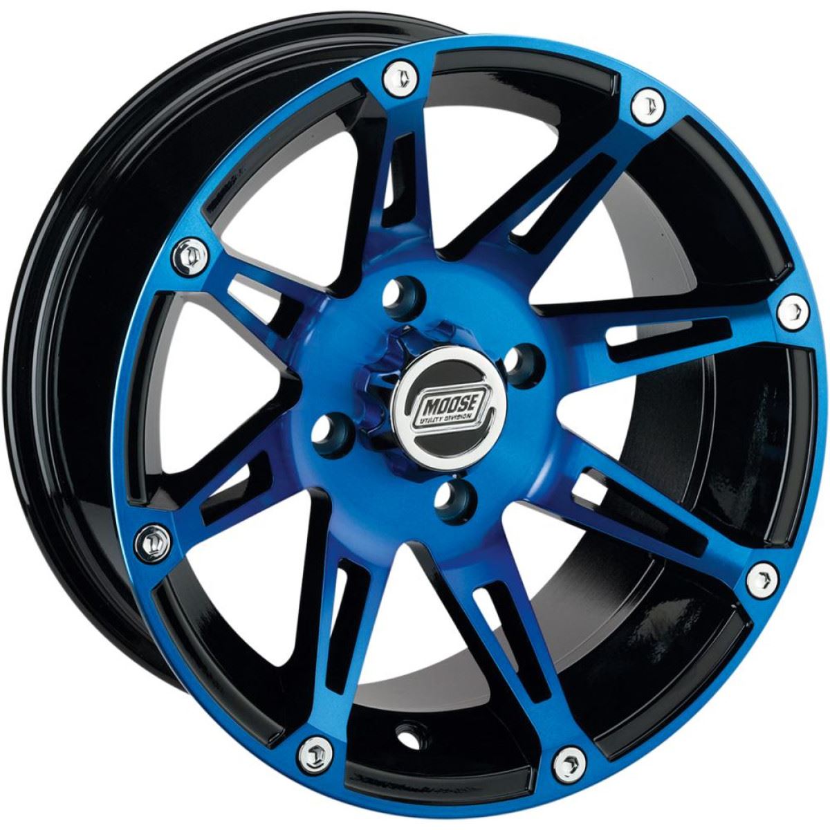 Moose Utility 387X Blue 12X7 4/110 4+3 Alloy Quad UTV Wheel