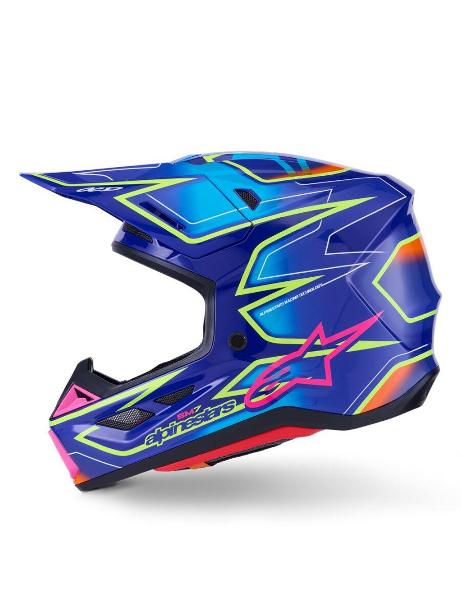 ALPINESTARS SM7 Cast Helmet BLU/YL/PINK 2025 Model