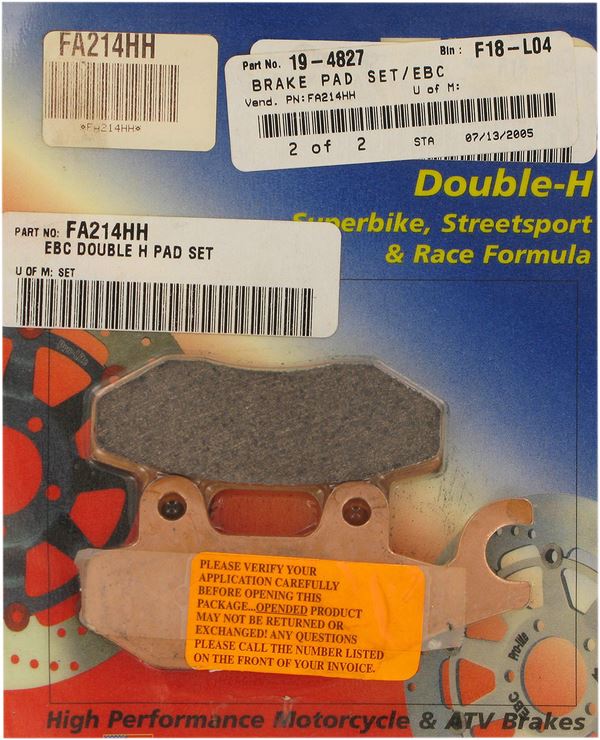 Ebc Sintered "HH" Brake Pads For Triumph Bonneville 1200 T120 1992-2024 FA214HH