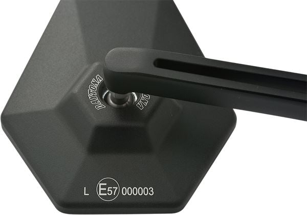 Daytona E-Marked Mirror Hexagon Black Aluminum Handlebar End Side View 89431