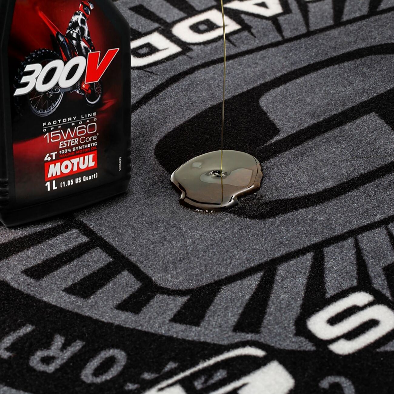 Saddlemen Branded Floor Mat Black Gray Logo L72" W48" FM-003