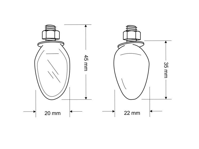 Puig Minimal LED Indicators 45 x 20mm Black 130TR