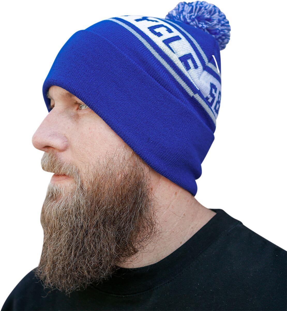 S&S Cycle Hat Beanie Acrylic One Size Blue White Casual Adult Unisex 510-0752