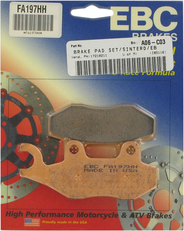 Ebc Sintered "HH" Brake Pads For Kawasaki Z 125 1992-2024 Copper Alloy FA197HH