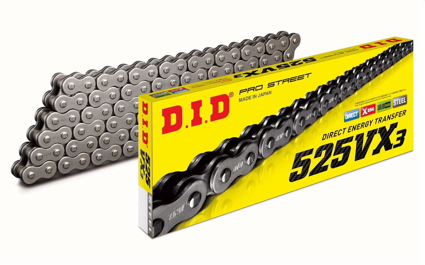 DID Drive Chain 525 VX3 Steel Rivet VX Series 108 L 4525516392198