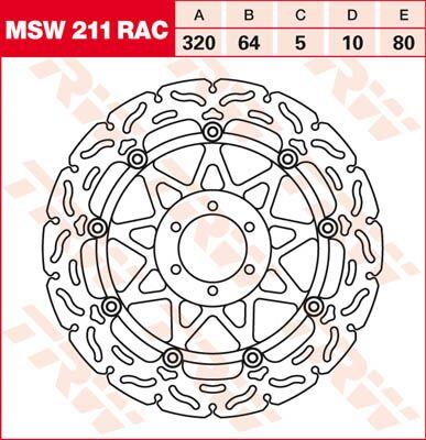 Trw Contoured Floating Brake Rotor For Ducati Monster 696 1990-2023 MSW211RAC