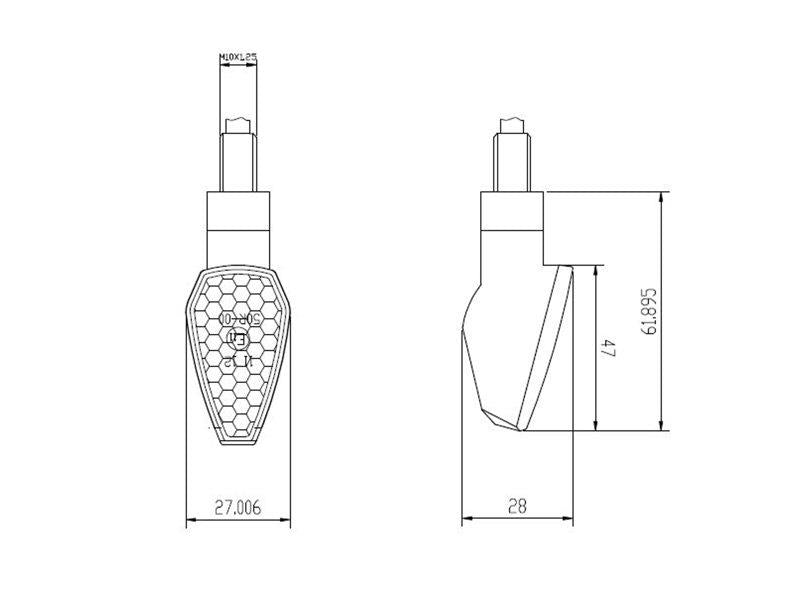 Puig Peak LED Indicators Black Base 66 x 27mm Black 1650H