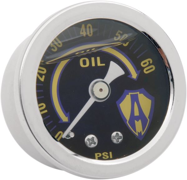 Arlen Ness Oil Pressure Gauge Kit Aluminum Chrome Black Electronic 15-655