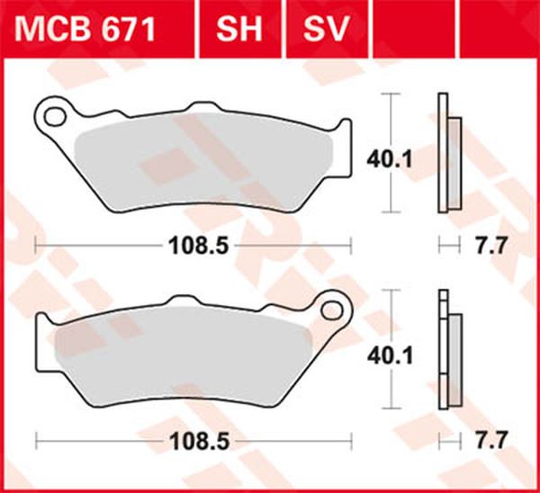 Trw SH Series Sindered Rear Brake Pads For BMW R 1250 GS 1999-2024 MCB671SH