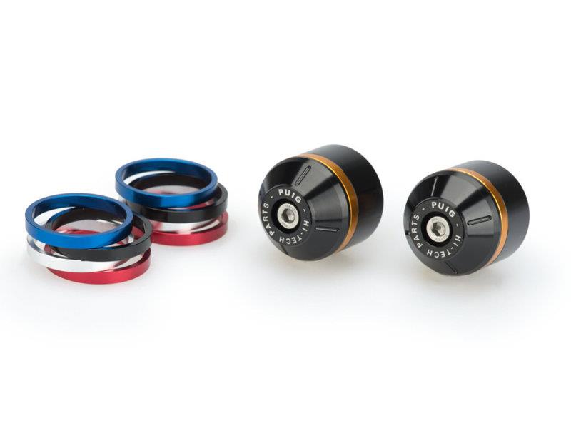 Puig Short Bar End Weights With Coloured Rim Black 3843N