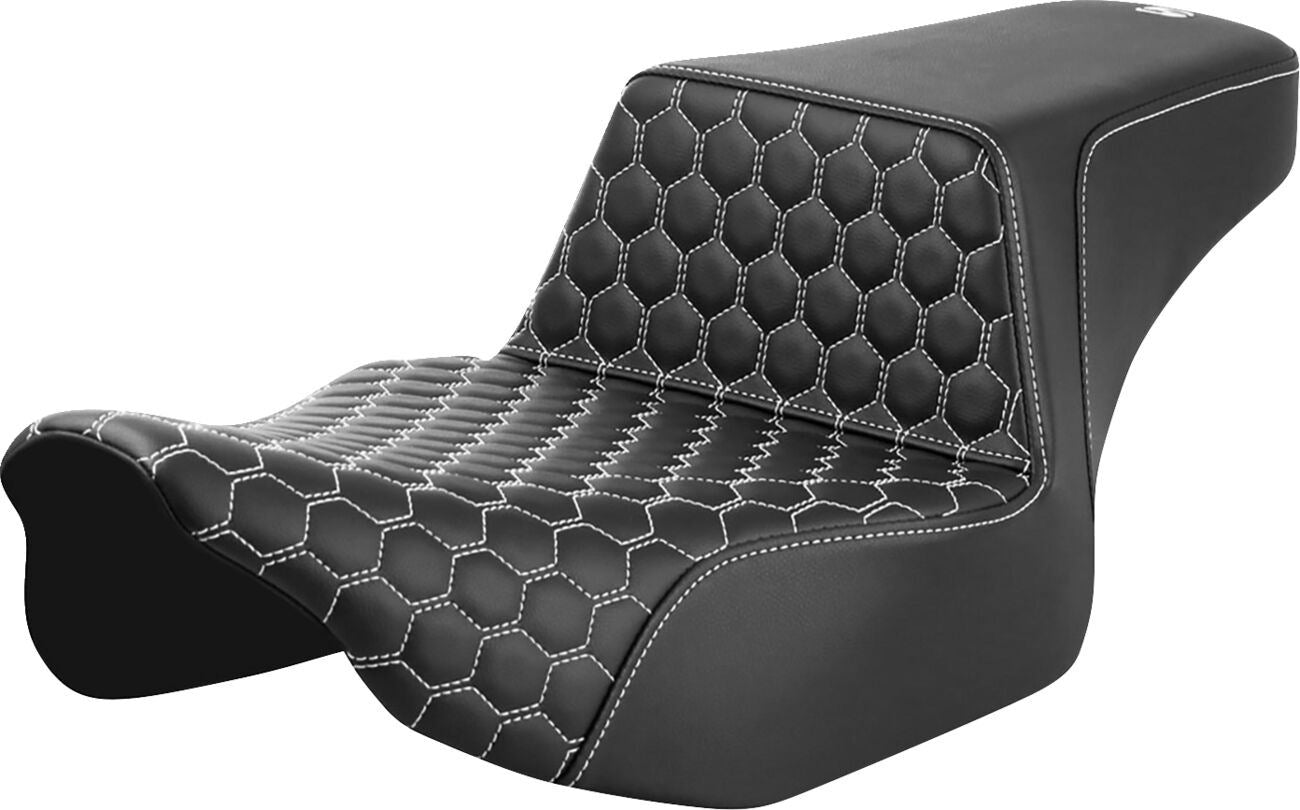 Saddlemen Honeycomb Step-Up Seat White Stitch For HD FLTRXSE 1977 23-24 823-07-17806
