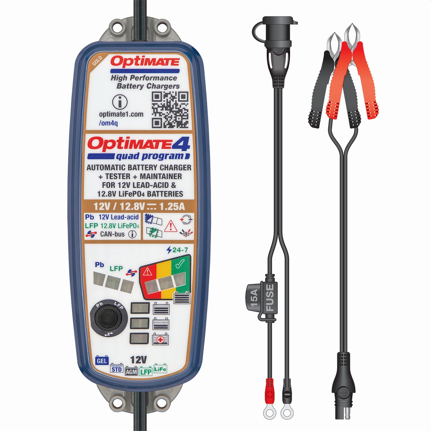 Optimate 4 Quad Program Battery Charger 12V ATV Motorcycle Car Van