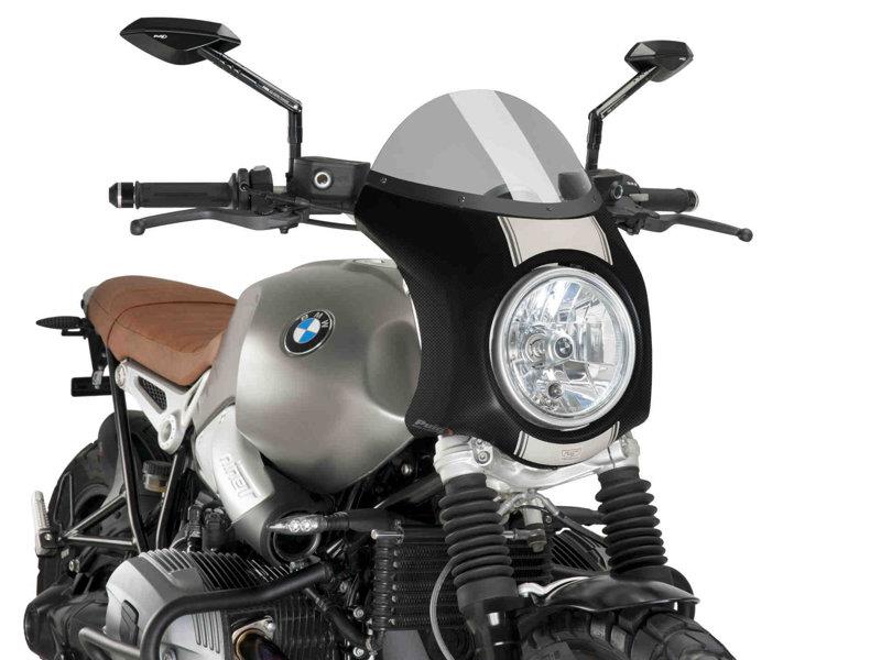 PUIG Retro Carbon Look Semi Fairing And Screen 195mm Black for BMW R Nine T Scrambler 16-20 9254N