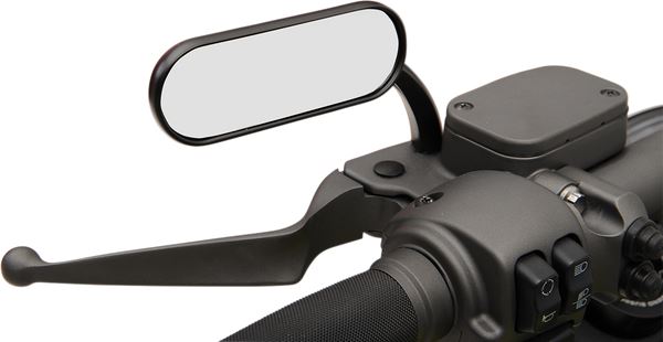 Arlen Ness Micro-Mirror Black Powder-Coated Screw-In Convex Oval Left 13-412