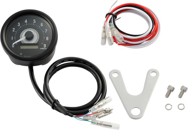 Daytona 9000RPM Black Meter Kit with Adapter & Voltmeter Velona60 Tachometer 88644