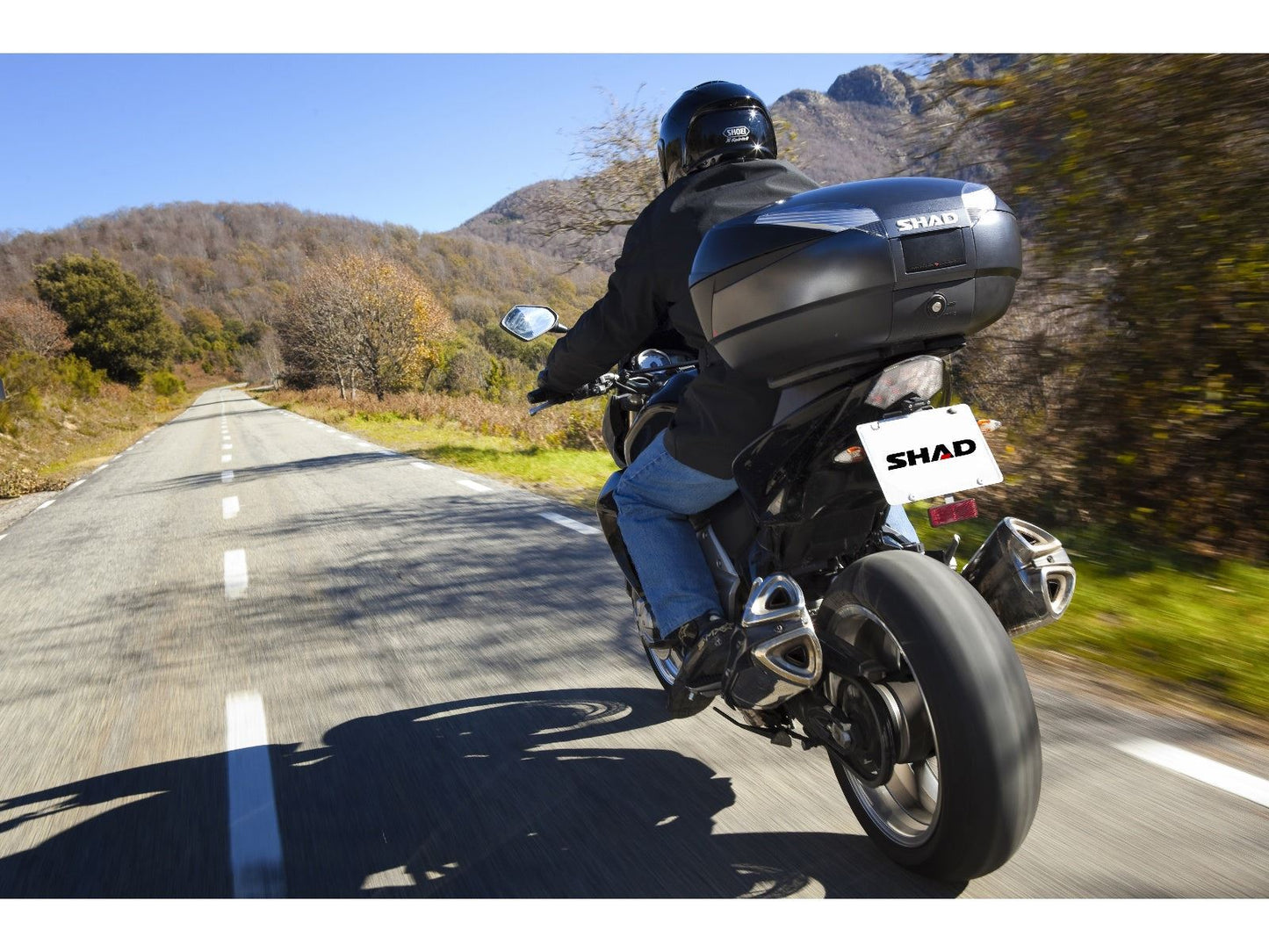 SHAD SH48 Top Box Black/Dark Grey inc Backrest And Carbon Cover D0B48306R