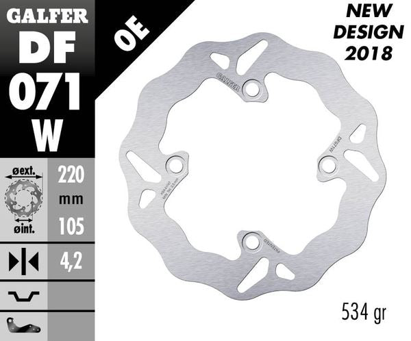 GALFER Brake Rotor Solid Wave® One Piece (Fixed) DF071W